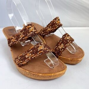 Braided strap wedge sandals by Italian Shoemakers
